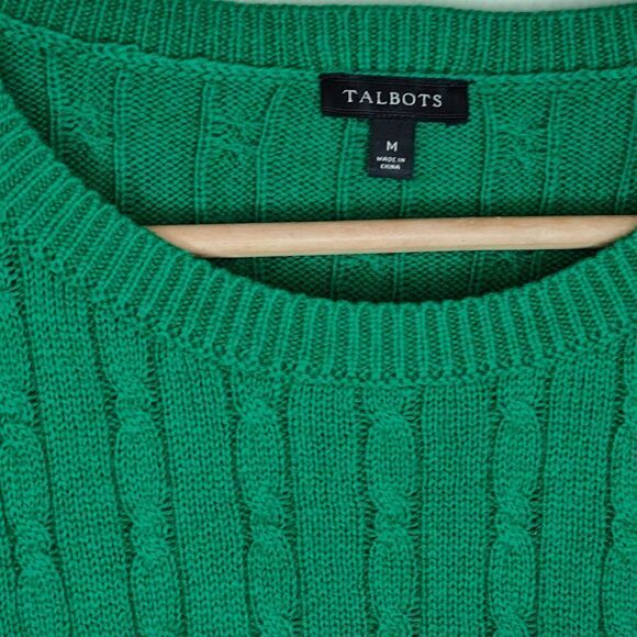 Talbots Green Cable Knit Button Design Long Sleeve Sweater - Picture 6 of 7